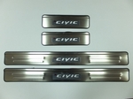 JMT Накладки на дверные пороги с логотипом и LED подсветкой, нерж. HONDA Civic 06-11
