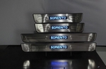 JMT Накладки на дверные пороги с логотипом и LED подсветкой, нерж. KIA Sorento 10-/13-