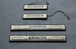 JMT Накладки на дверные пороги с логотипом и LED подсветкой, нерж. LADA Kalina 07-