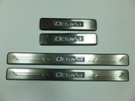 JMT Накладки на дверные пороги с логотипом и LED подсветкой, нерж. SKODA Octavia 09-/13-