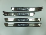 JMT Накладки на дверные пороги с логотипом и LED подсветкой, нерж. SUZUKI Swift 11-