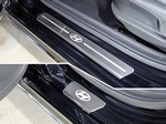 ТСС Накладки на пороги (лист шлифованный логотип Hyundai) 4 шт (SD) HYUNDAI Solaris 17-