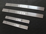 ТСС Накладки на пороги (лист зеркальный надпись Vesta) LADA Vesta 15-