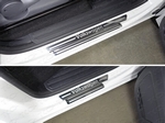 ТСС Накладки на пороги (лист зеркальный надпись Volkswagen) VW Amarok 16-
