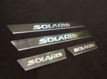 ТСС Накладки на пороги (лист зеркальный с логотипом) HYUNDAI Solaris 14-