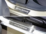 ТСС Накладки на пороги внешние и внутренние (лист шлифованный надпись Hyundai) HYUNDAI Solaris 14-