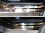 ТСС Накладки на пороги внешние и внутренние (лист шлифованный надпись Polo) VW Polo 15-
