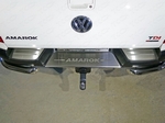 ТСС Накладки на задний бампер (лист шлифованный надпись Amarok) VW Amarok 16-